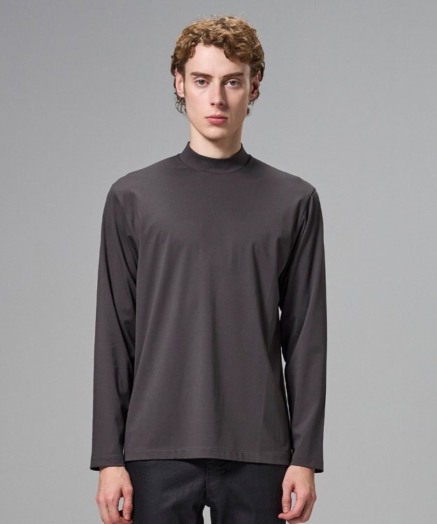 JOSEPH HOMME 新色追加【高機能素材】ハイゲージベアスムース　モックネック長袖Ｔシャツ グレー系