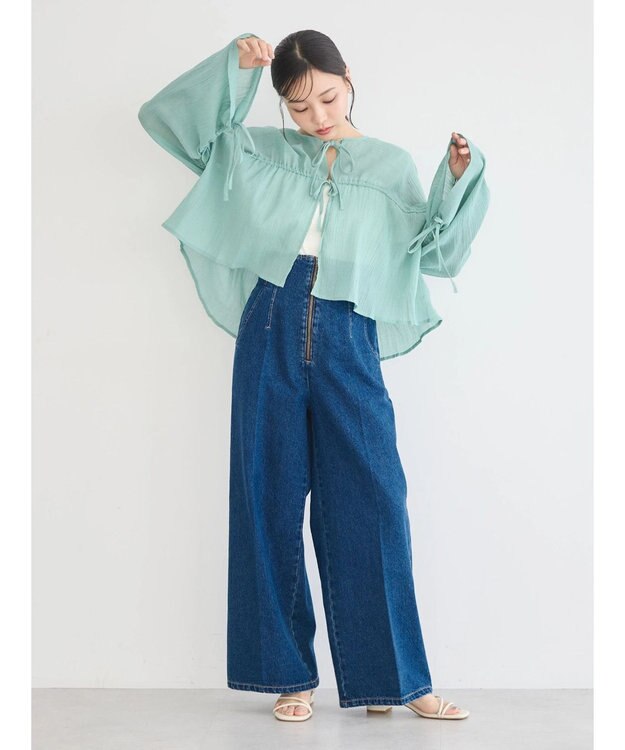 earth music&ecology フロントジップデニムパンツ Medium Indigo