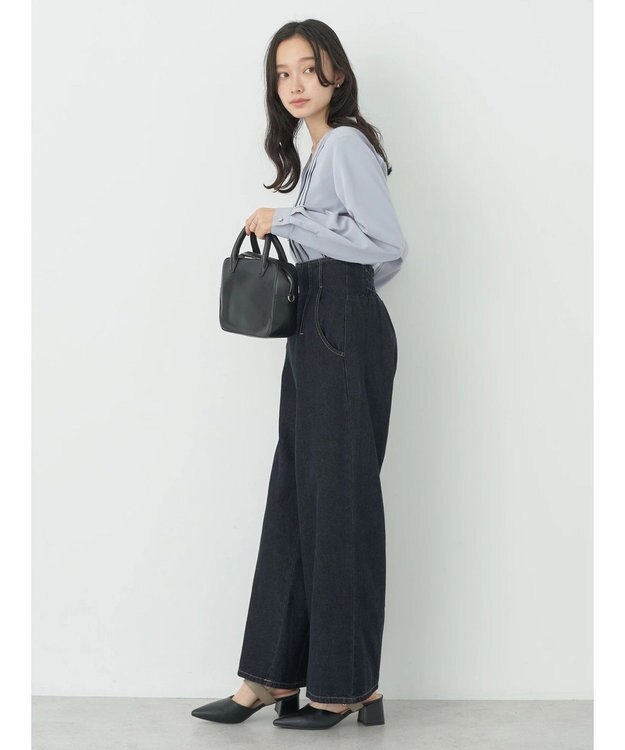 earth music&ecology タックブラウス Grayish Blue