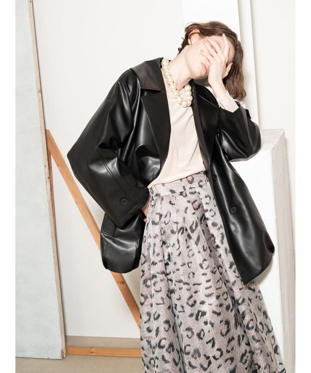 Te chichi レザーショートトレンチコート《2025Autumn catalog vol.2 item》 ブラック