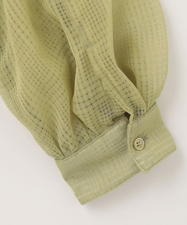 Feroux シアーチェック ブラウス ライトグリーン系