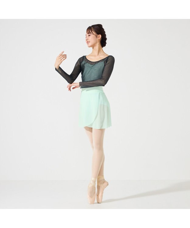 Chacott チュールショートトップ ボトルグリーン