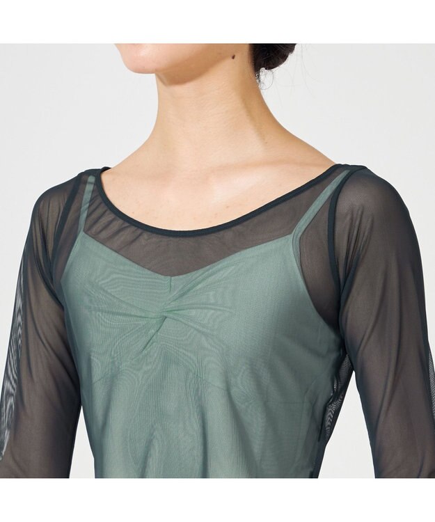 Chacott チュールショートトップ ボトルグリーン