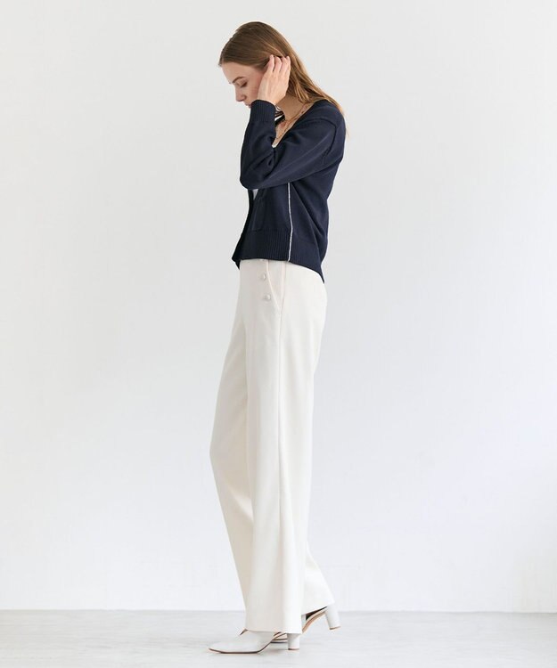 BEIGE， HELIODOR / マリンボタンクロップドカーディガン Navy