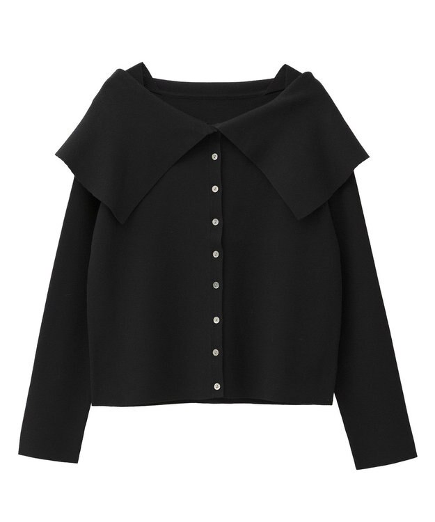 YECCA VECCA 2wayオフショルカラーカーディガン Black