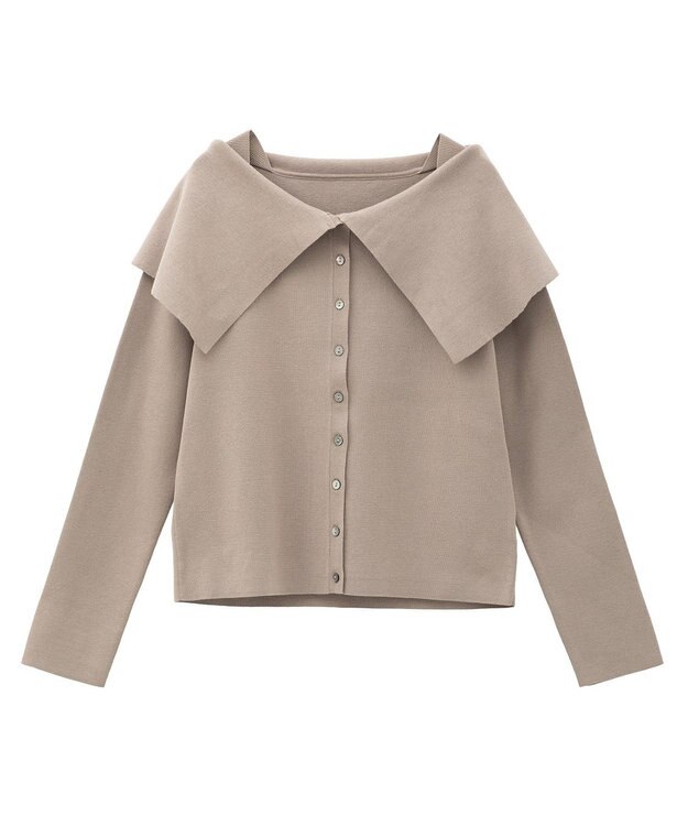 YECCA VECCA 2wayオフショルカラーカーディガン Beige