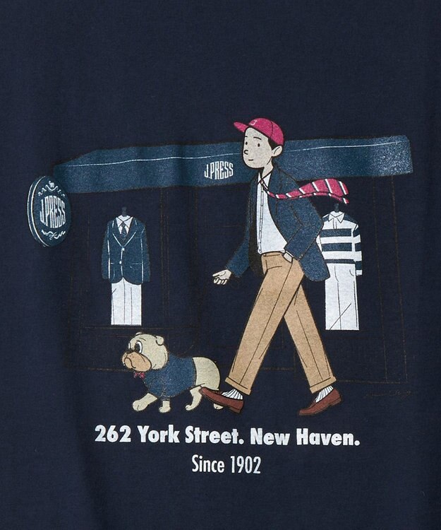 J.PRESS MEN 【AaronChang】【UNISEX】クルーネックTシャツ ネイビー系