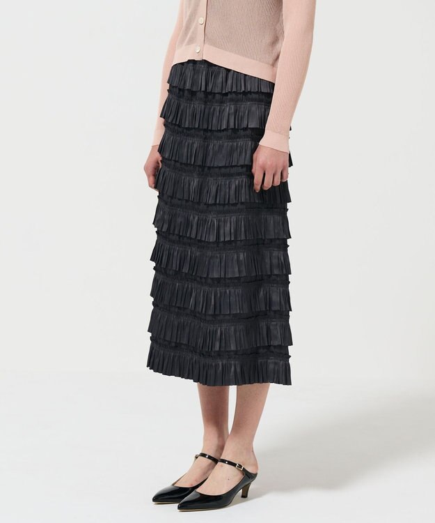 GRACE CONTINENTAL フリルタイトスカート チャコール