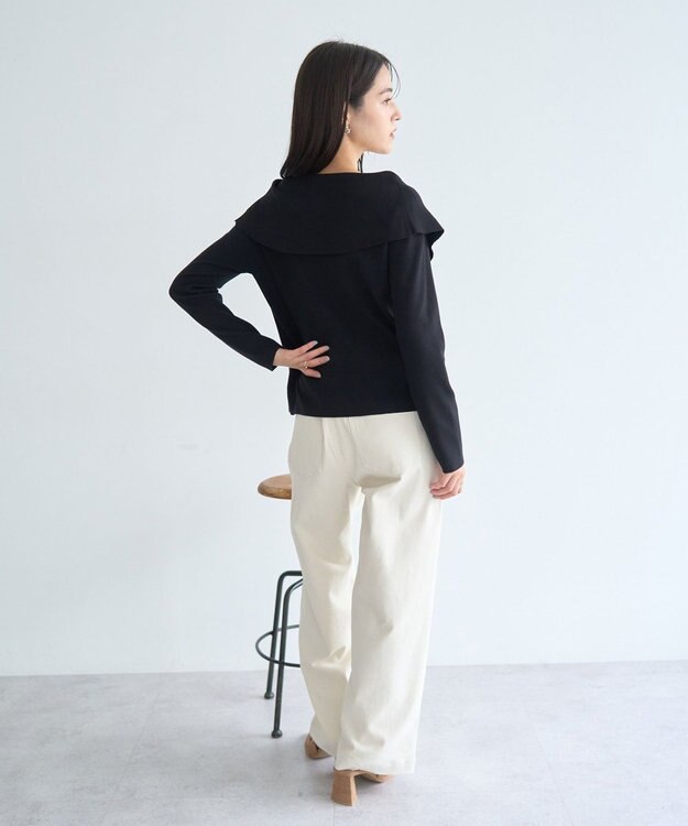 YECCA VECCA 2wayオフショルカラーカーディガン Black