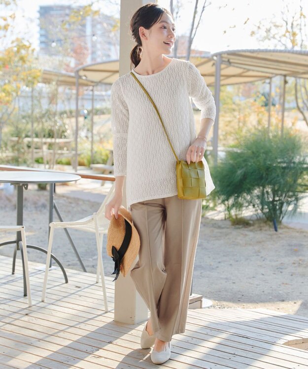 Tiaclasse 【おのののかさん着用】冷凛(ひやりん)カノコカットソーピンタックパンツ ベージュ