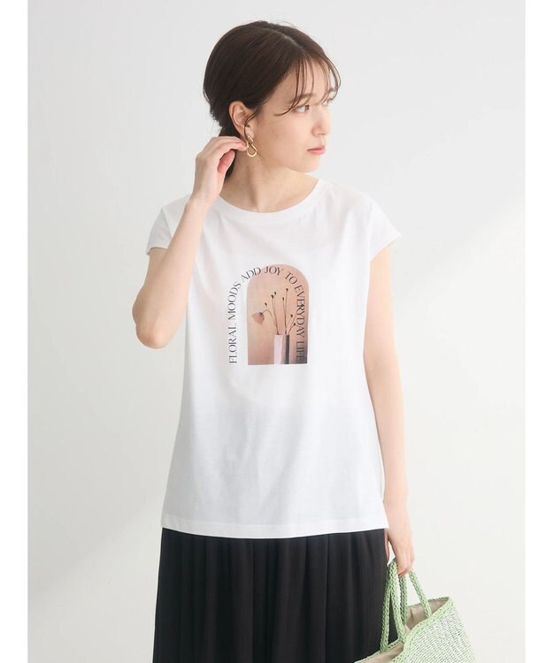 Green Parks フラワーフォトコンパクトプルオーバー White