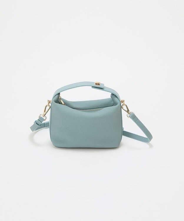 TOPKAPI 【TREASURE TOPKAPI】シュリンクレザー ハンドルオープン ミニ ショルダーバッグ ブルーグレー