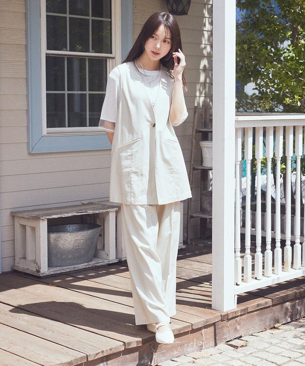 earth music&ecology 【接触冷感/UVカット】リラックスイージーパンツ Beige