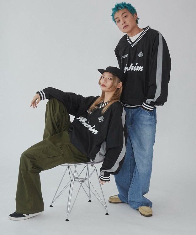 WEGO 【ユニセックス着用ITEM】ナイロングラフィックプルオーバー ブラック