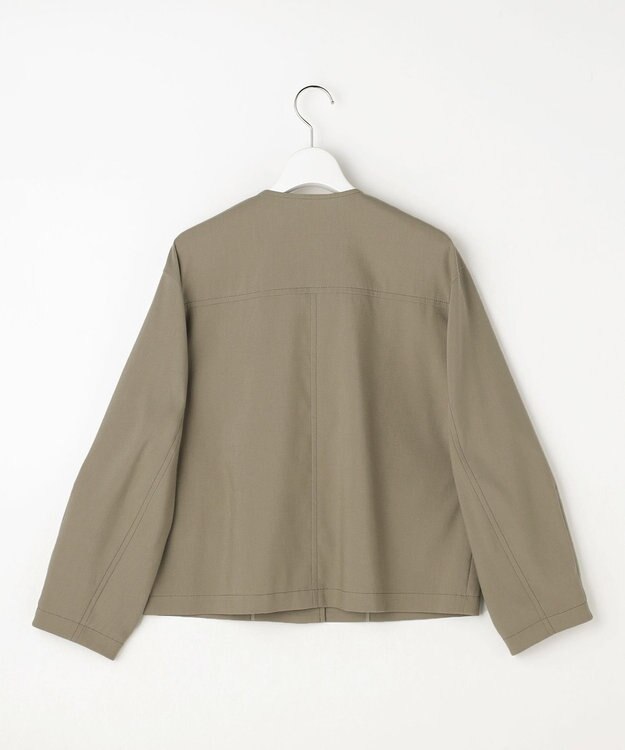 自由区 【カタログ掲載・セットアップ対応】リネンストレッチノーカラー ジャケット カーキ