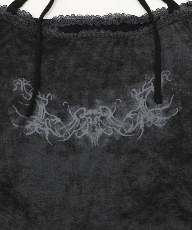 WEGO グラフィックオフショルレーストップ ブラック