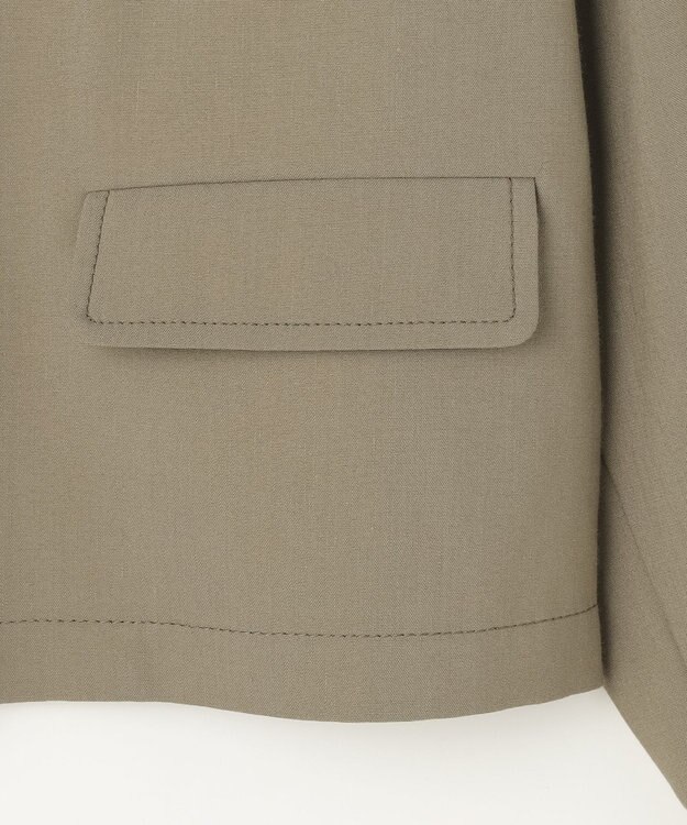 自由区 【カタログ掲載・セットアップ対応】リネンストレッチノーカラー ジャケット カーキ