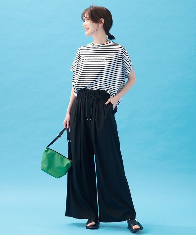 ANY L 【新色追加/ウエストゴム】清涼リラックスハイウエストパンツ ブラック