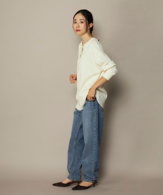 OP／FILA 【ocean pacific】らくティブ/ヘンリーネックワッフルロンT ホワイト