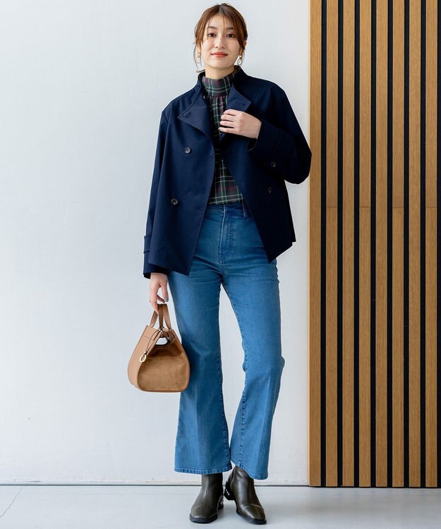 組曲 シアーツイルチェック ハイネックブラウス グリーン系9