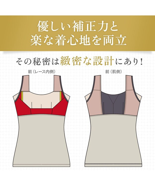 BRADELIS New York 【BRADELIS NewYork peace】シルク混素肌しっとりハッピーバストキャミ26 補正下着 カップ付き ブラトップ ブラキャミソール シェイパー グレージュ