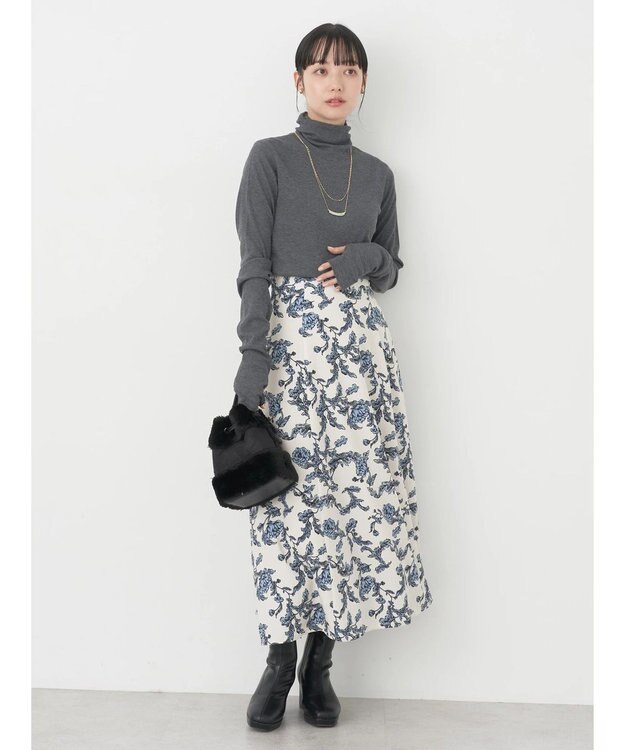 earth music&ecology ＴＲウールブレンドタートルネックプルオーバー Dark Gray