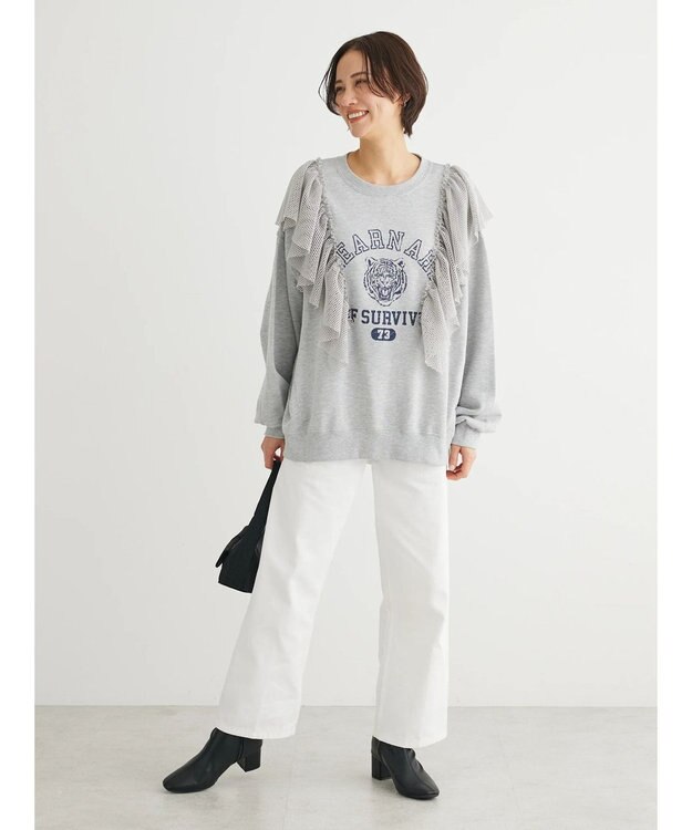 Green Parks ストレートタックデニムパンツ White