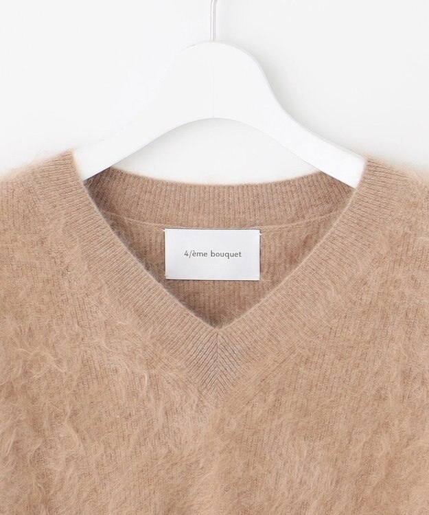 自由区 【カトリエムブーケ】Cachemire hirsute Vネックプルオーバーニット モカ