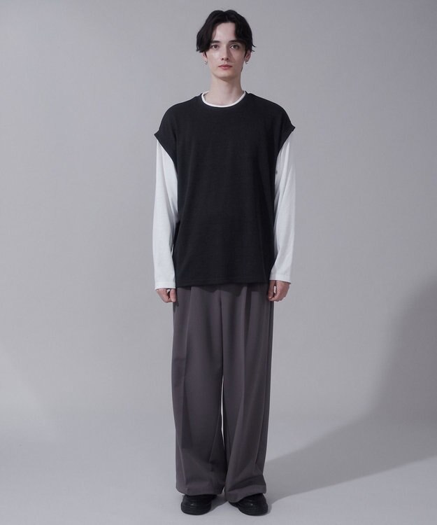 WEGO フェイクレイヤードベストT（LS） ブラック中濃色