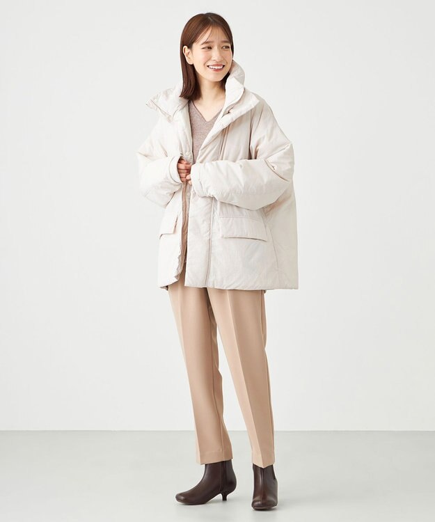 SHARE PARK LADIES 【洗える】ダブルクロスストレッチパンツ ベージュ