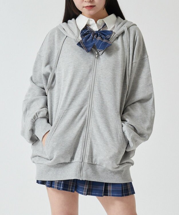 WEGO 【SCHOOLITEM】ルーズフィットジップパーカー