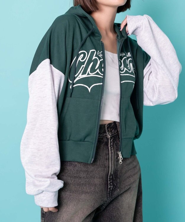 WEGO チアロゴWジップパーカー グリーン