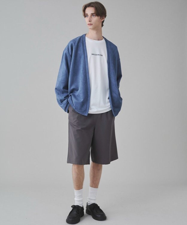 WEGO 【ユニセックス着用アITEM/２点SET】フェイクスウェードアンサンブルカーディガン サックス