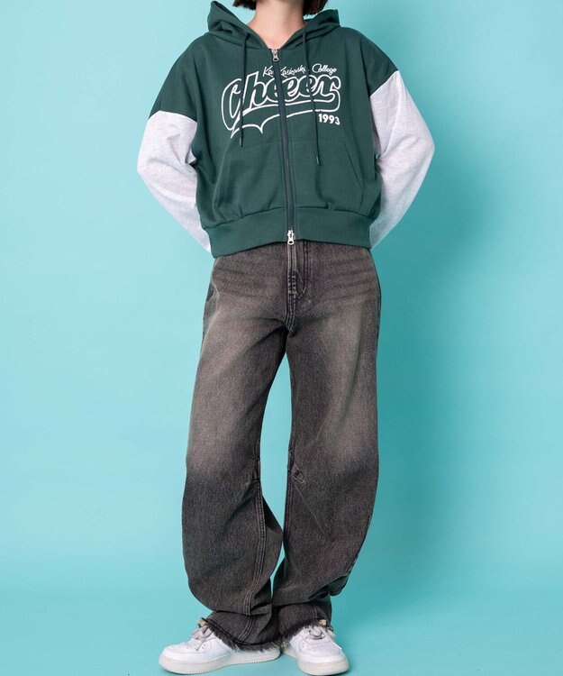 WEGO チアロゴWジップパーカー グリーン