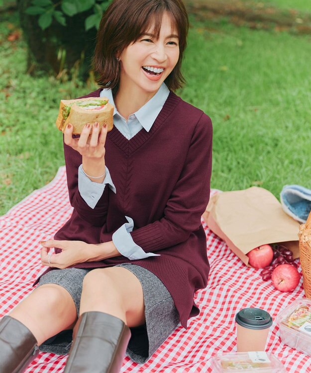 Tiaclasse 【洗える】ウール調キュロットパンツ チャコールグレー