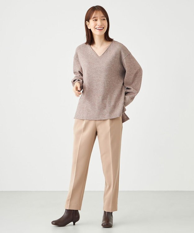 SHARE PARK LADIES 【洗える】ダブルクロスストレッチパンツ ベージュ