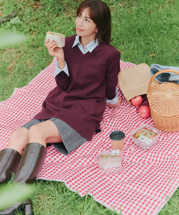 Tiaclasse 【洗える】ウール調キュロットパンツ チャコールグレー