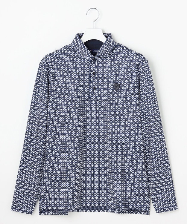 23区GOLF 【MEN】モノグラム総柄長袖ポロシャツ ネイビー系5