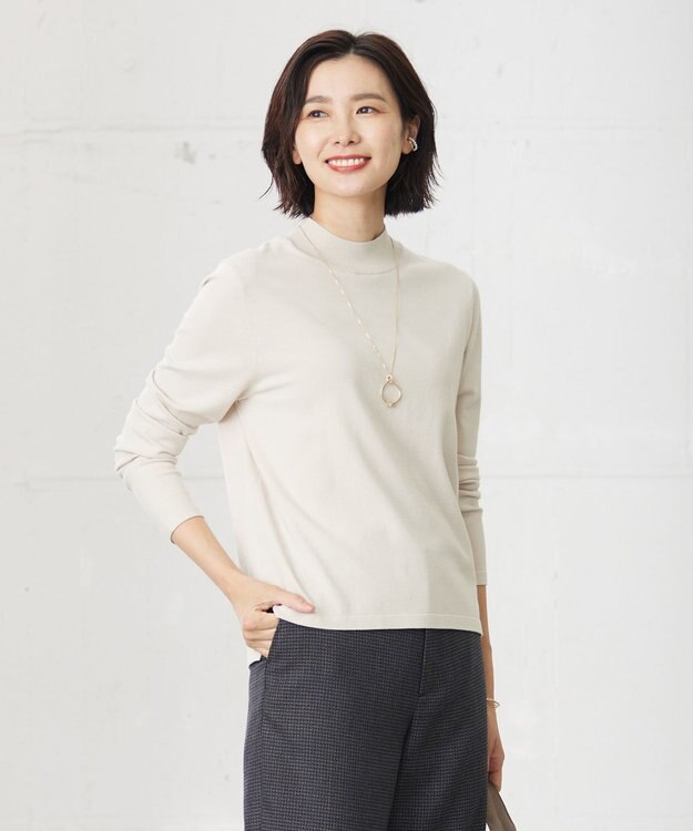 J.PRESS LADIES 【洗える】PRINCE ハイネック ニット ベージュ系