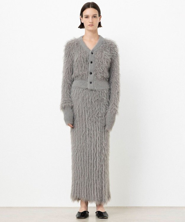 NAVE 【ReNAVE・洗える】メルティーシャギーニット カーディガン ライトグレー系