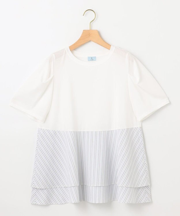 組曲 L シャツコンビティアード カットソー マルチストライプ系