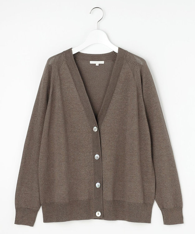 自由区 L ペーパーコットンニット カーディガン ブラウン