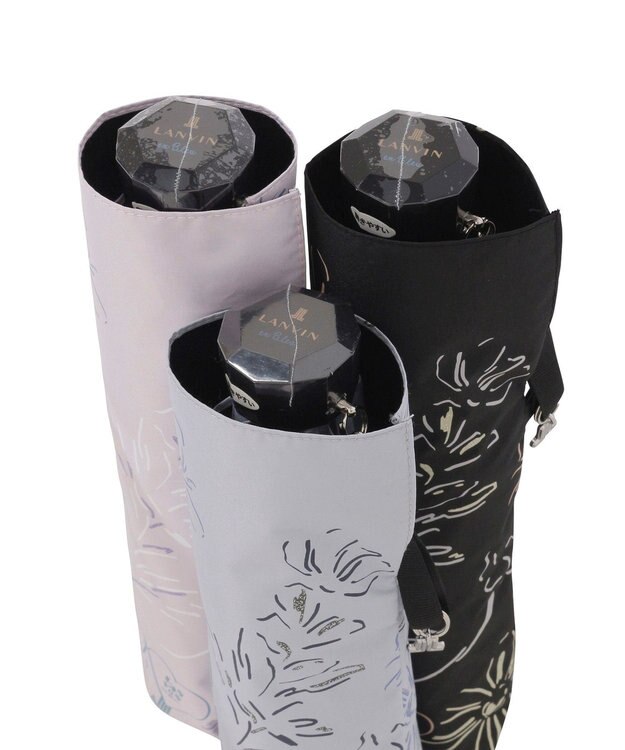 MOONBAT 【遮光率100％/遮熱/UV】LANVIN en Bleu (ランバン オン ブルー)晴雨兼用日傘 ドローイング フラワー 花柄 折りたたみ傘 簡単開閉 ペールピンク