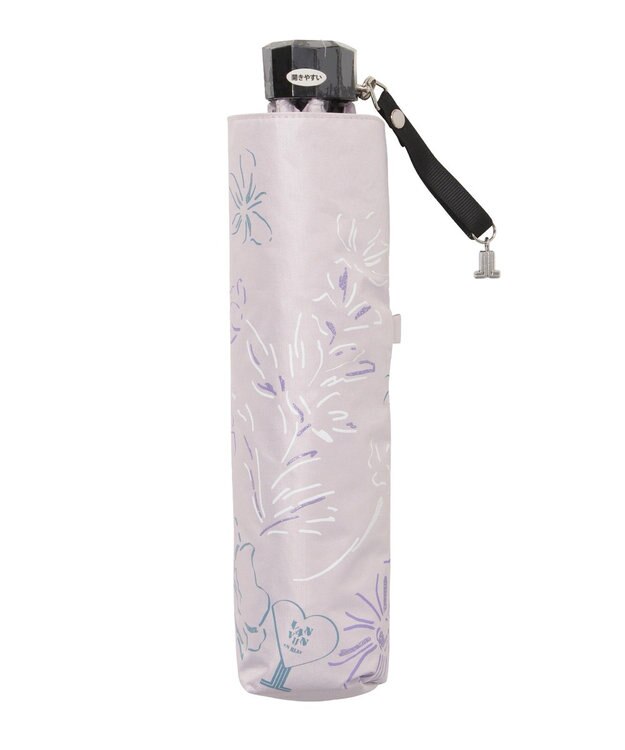 MOONBAT 【遮光率100％/遮熱/UV】LANVIN en Bleu (ランバン オン ブルー)晴雨兼用日傘 ドローイング フラワー 花柄 折りたたみ傘 簡単開閉 ペールピンク