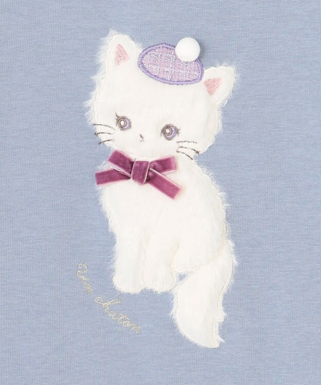 ANY KIDS 裏シャギーレイヤード風トレーナー サックスブルー（ネコ）