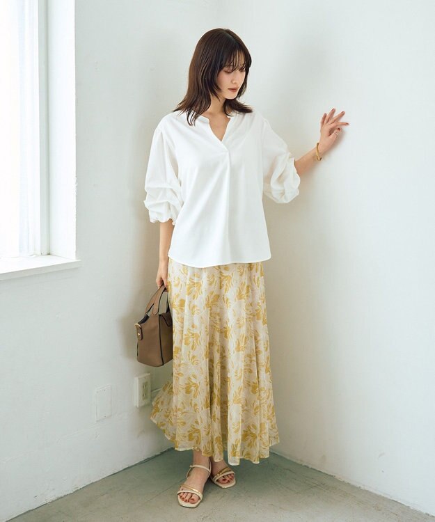 YECCA VECCA タックスリーブスキッパーブラウス Off White