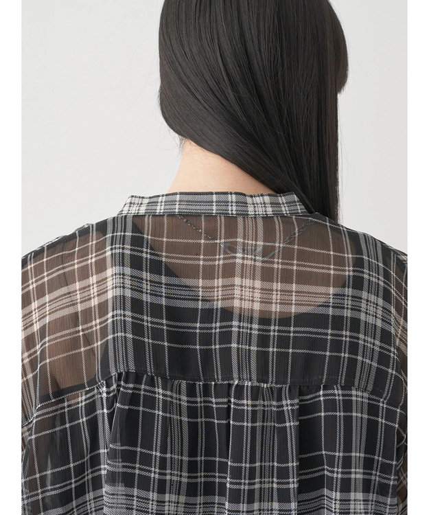 earth music&ecology シアーチェックシャツ Check Black