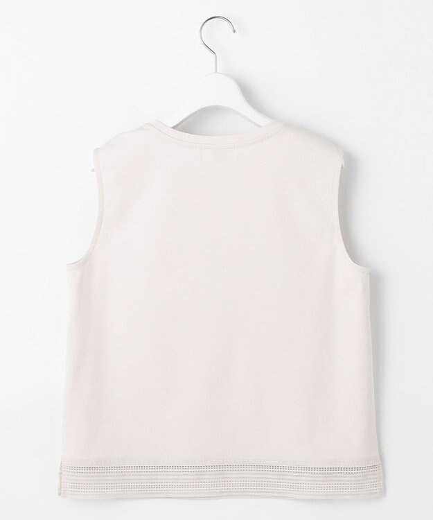 J.PRESS LADIES L 【人気のため追加・洗える】ノースリーブスムースジャージー レース カットソー グレージュ系