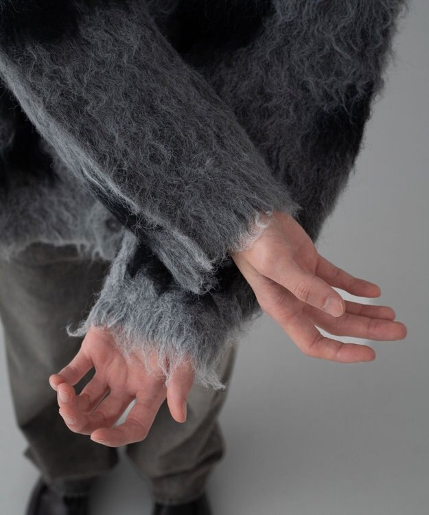 WEGO 【ユニセックス着用ITEM/MLサイズ展開】モヘアタッチパターンカーディガン ダークグレー