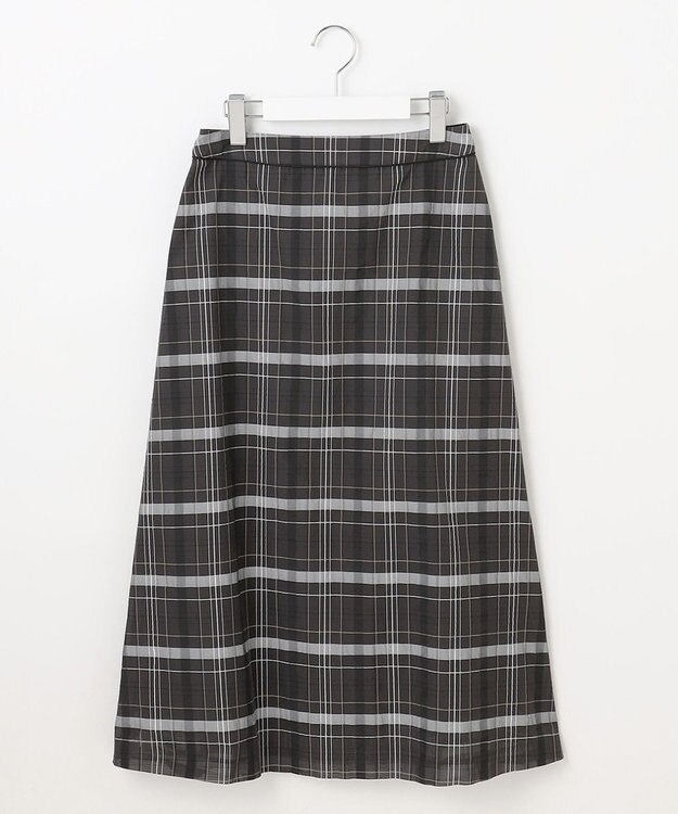 J.PRESS LADIES L 【洗える】シアーチェック スカート ブラック系